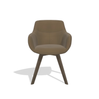 Silla de comedor Odille 6578 en Piel A802 (oliva), patas en nogal, vista frontal