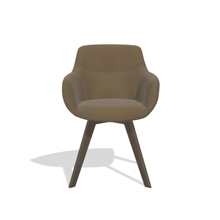 Silla de comedor Odille 6578 en Piel A802 (oliva), patas en nogal, vista frontal