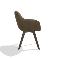 Silla de comedor Odille 6578 en Piel A802 (oliva), patas en nogal, vista lateral