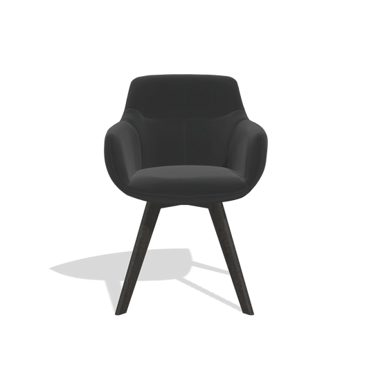 Chaise de salle à manger Odille 6578 en Cuir A804 (noir), pieds en tabac, vue de face