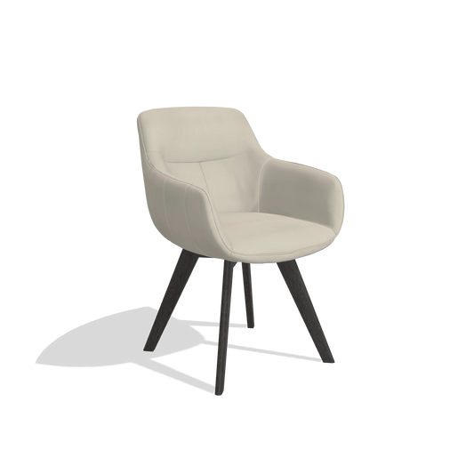 Chaise de salle à manger Odille 6578 en Cuir A822 (gris clair), pieds en tabac, vue de trois-quarts
