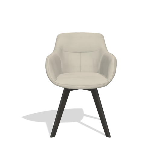 Chaise de salle à manger Odille 6578 en Cuir A822 (gris clair), pieds en tabac, vue de face