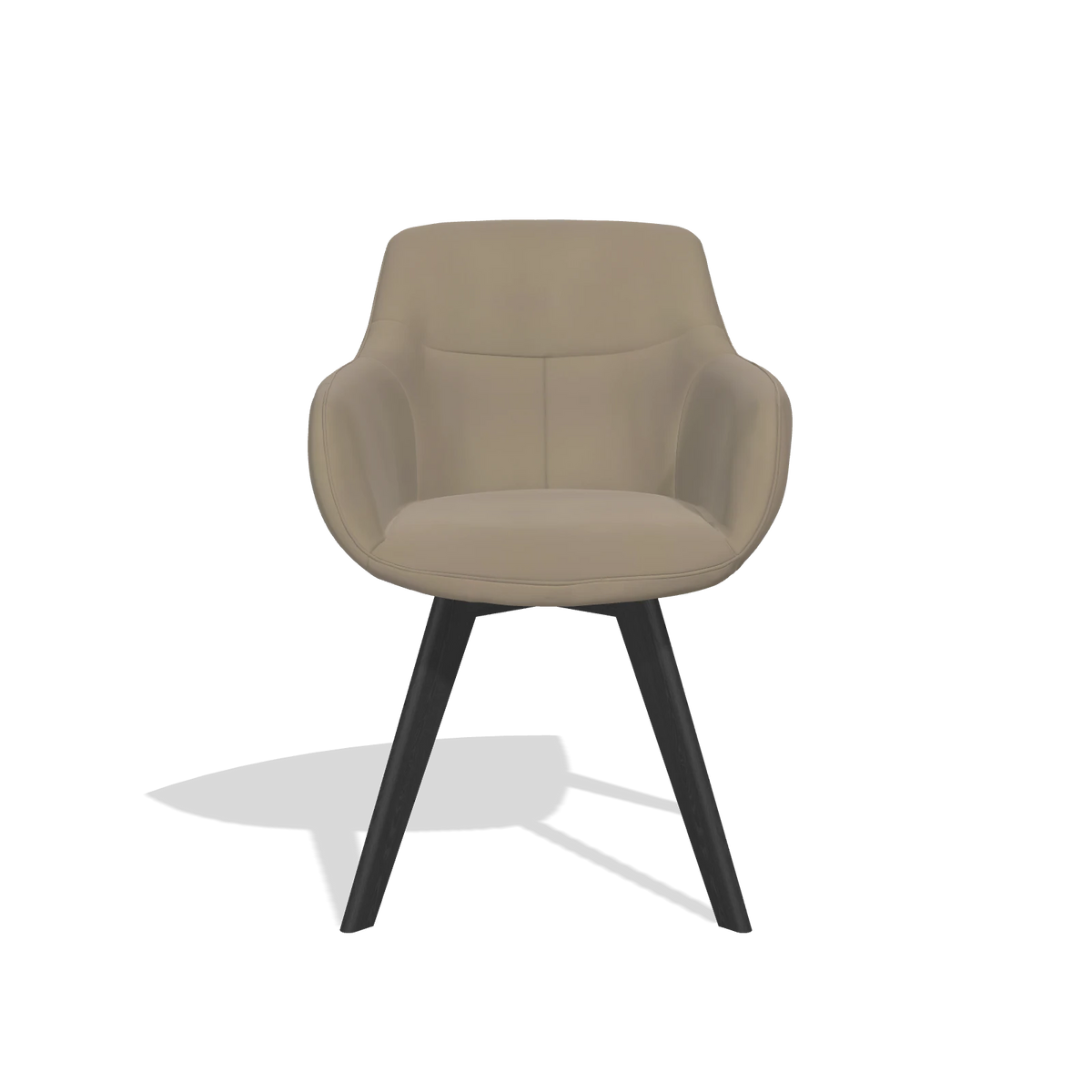 Sedia da pranzo Odille 6578 in Pelle A824 (verde salvia), gambe in nero, vista frontale