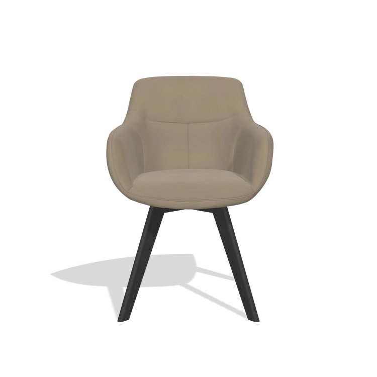 Sedia da pranzo Odille 6578 in Pelle A824 (verde salvia), gambe in nero, vista frontale