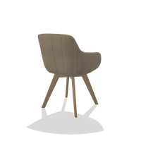 Sedia da pranzo Odille 6578 in Pelle A824 (verde salvia), gambe in naturale, vista posteriore angolata