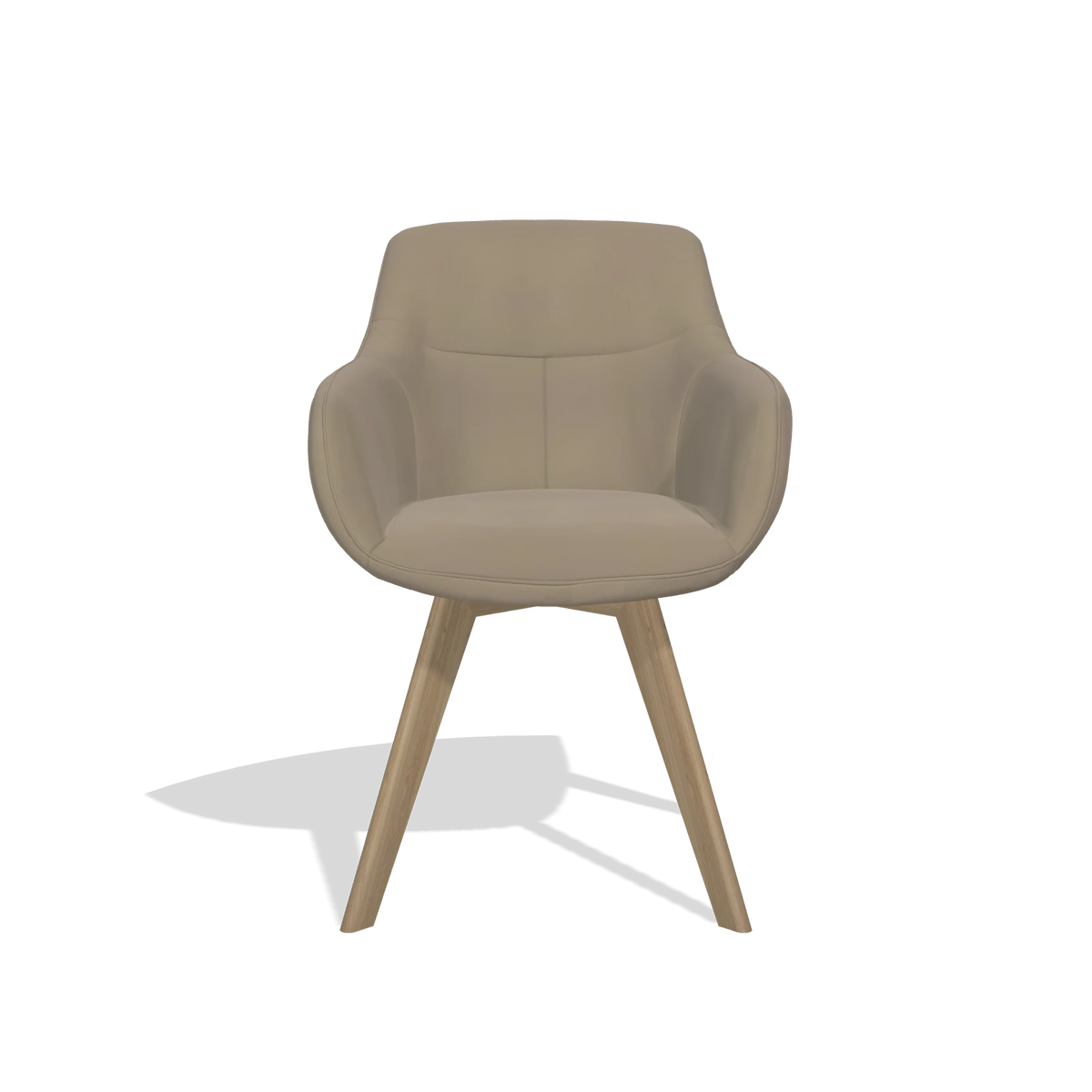 Sedia da pranzo Odille 6578 in Pelle A824 (verde salvia), gambe in naturale, vista frontale