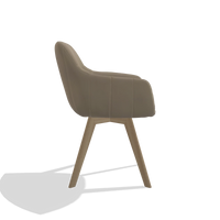 Sedia da pranzo Odille 6578 in Pelle A824 (verde salvia), gambe in naturale, vista laterale