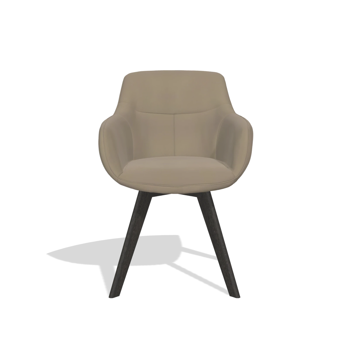 Sedia da pranzo Odille 6578 in Pelle A824 (verde salvia), gambe in tabacco, vista frontale