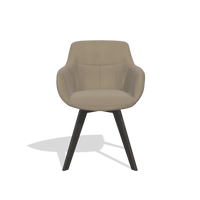 Sedia da pranzo Odille 6578 in Pelle A824 (verde salvia), gambe in tabacco, vista frontale