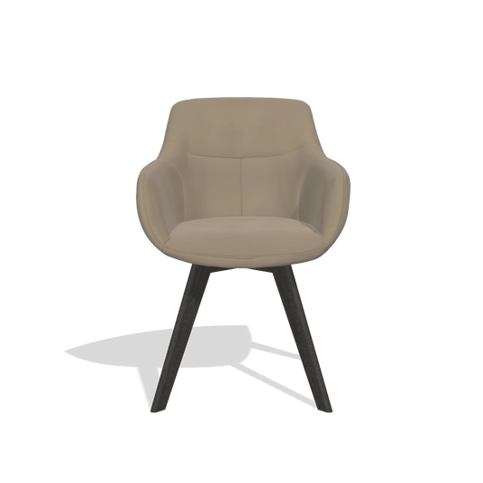 Chaise de salle à manger Odille 6578 en Cuir A824 (vert sauge), pieds en tabac, vue de face