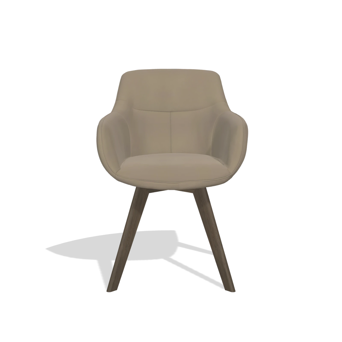 Sedia da pranzo Odille 6578 in Pelle A824 (verde salvia), gambe in noce, vista frontale