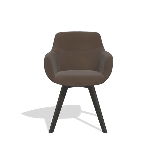 Chaise de salle à manger Odille 6578 en Cuir A825 (marron), pieds en tabac, vue de face