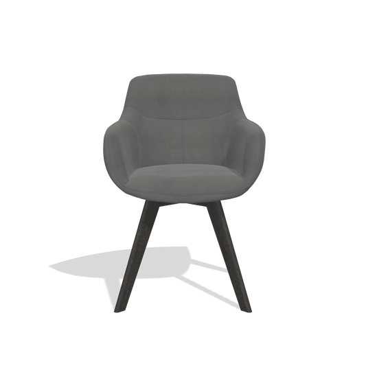 Chaise de salle à manger Odille 6578 en Cuir B400 (gris foncé), pieds en tabac, vue de face