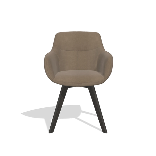 Chaise de salle à manger Odille 6578 en Cuir B402 (taupe), pieds en tabac, vue de face