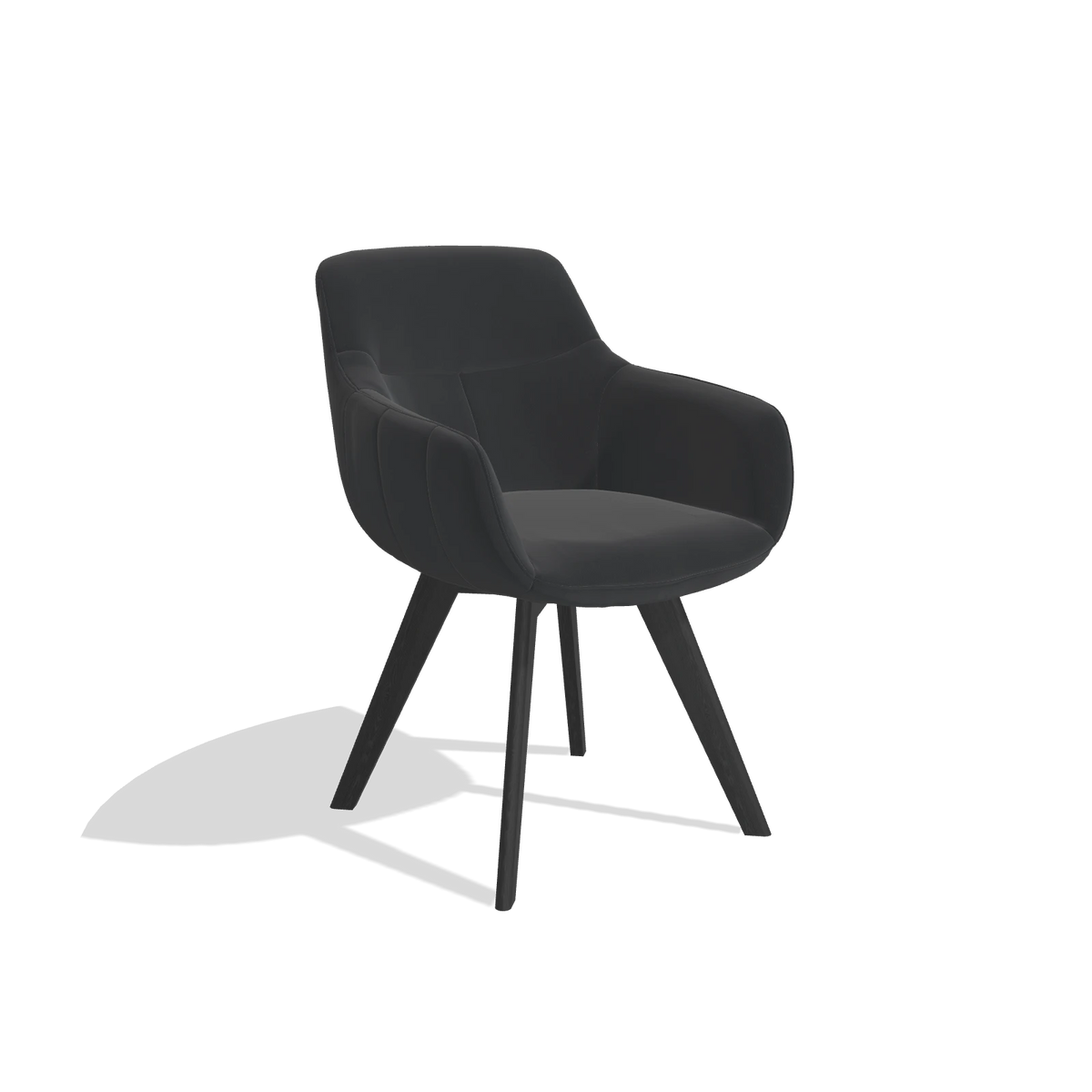 Sedia da pranzo Odille 6578 in Pelle B500 (nero), gambe in nero, vista angolata