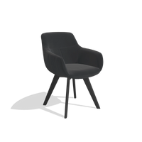 Sedia da pranzo Odille 6578 in Pelle B500 (nero), gambe in nero, vista angolata