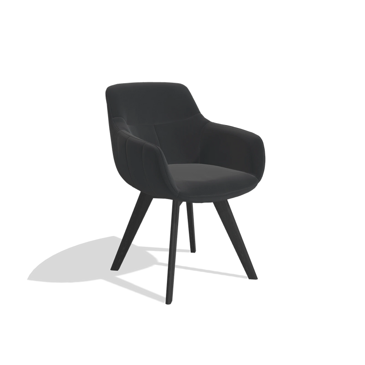 Sedia da pranzo Odille 6578 in Pelle B500 (nero), gambe in nero, vista angolata