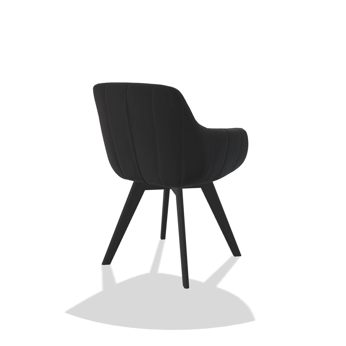Sedia da pranzo Odille 6578 in Pelle B500 (nero), gambe in nero, vista posteriore angolata