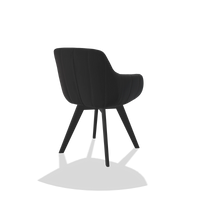 Sedia da pranzo Odille 6578 in Pelle B500 (nero), gambe in nero, vista posteriore angolata