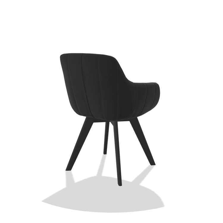 Sedia da pranzo Odille 6578 in Pelle B500 (nero), gambe in nero, vista posteriore angolata