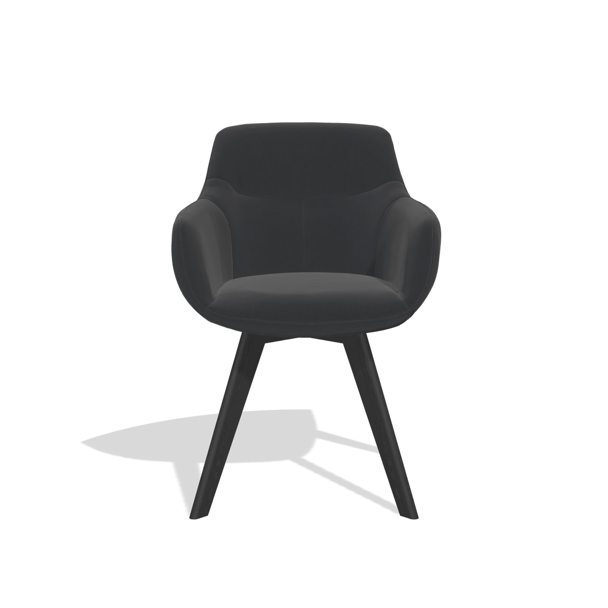 Sedia da pranzo Odille 6578 in Pelle B500 (nero), gambe in nero, vista frontale