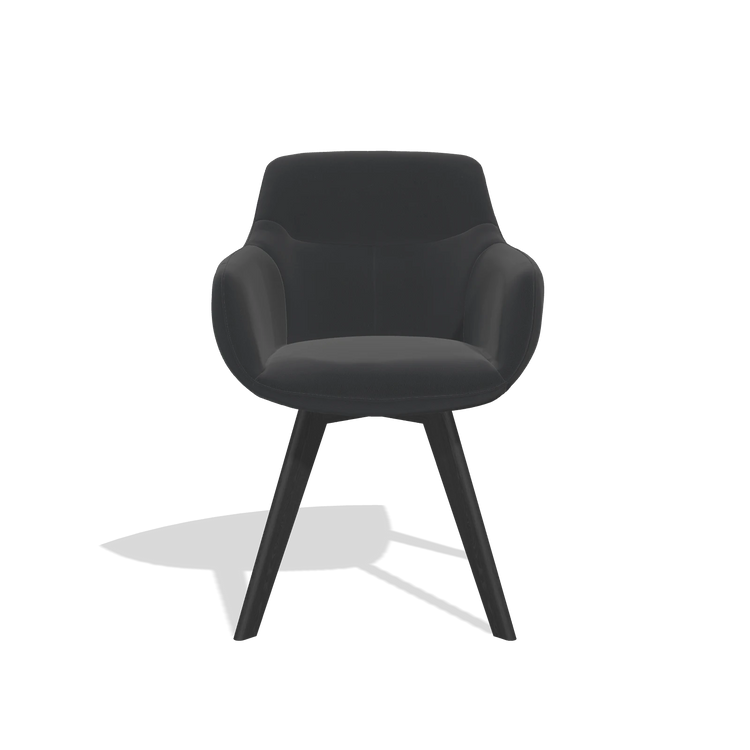 Sedia da pranzo Odille 6578 in Pelle B500 (nero), gambe in nero, vista frontale