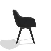 Sedia da pranzo Odille 6578 in Pelle B500 (nero), gambe in nero, vista laterale