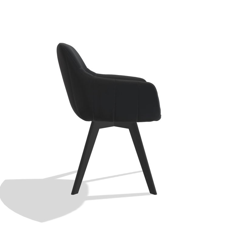 Sedia da pranzo Odille 6578 in Pelle B500 (nero), gambe in nero, vista laterale