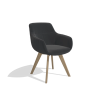 Sedia da pranzo Odille 6578 in Pelle B500 (nero), gambe in naturale, vista angolata