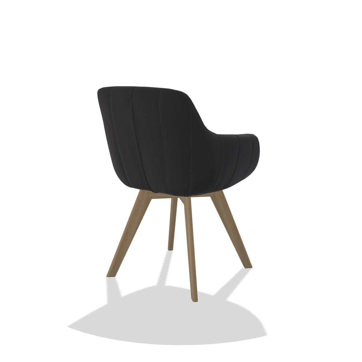 Sedia da pranzo Odille 6578 in Pelle B500 (nero), gambe in naturale, vista posteriore angolata