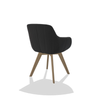 Sedia da pranzo Odille 6578 in Pelle B500 (nero), gambe in naturale, vista posteriore angolata