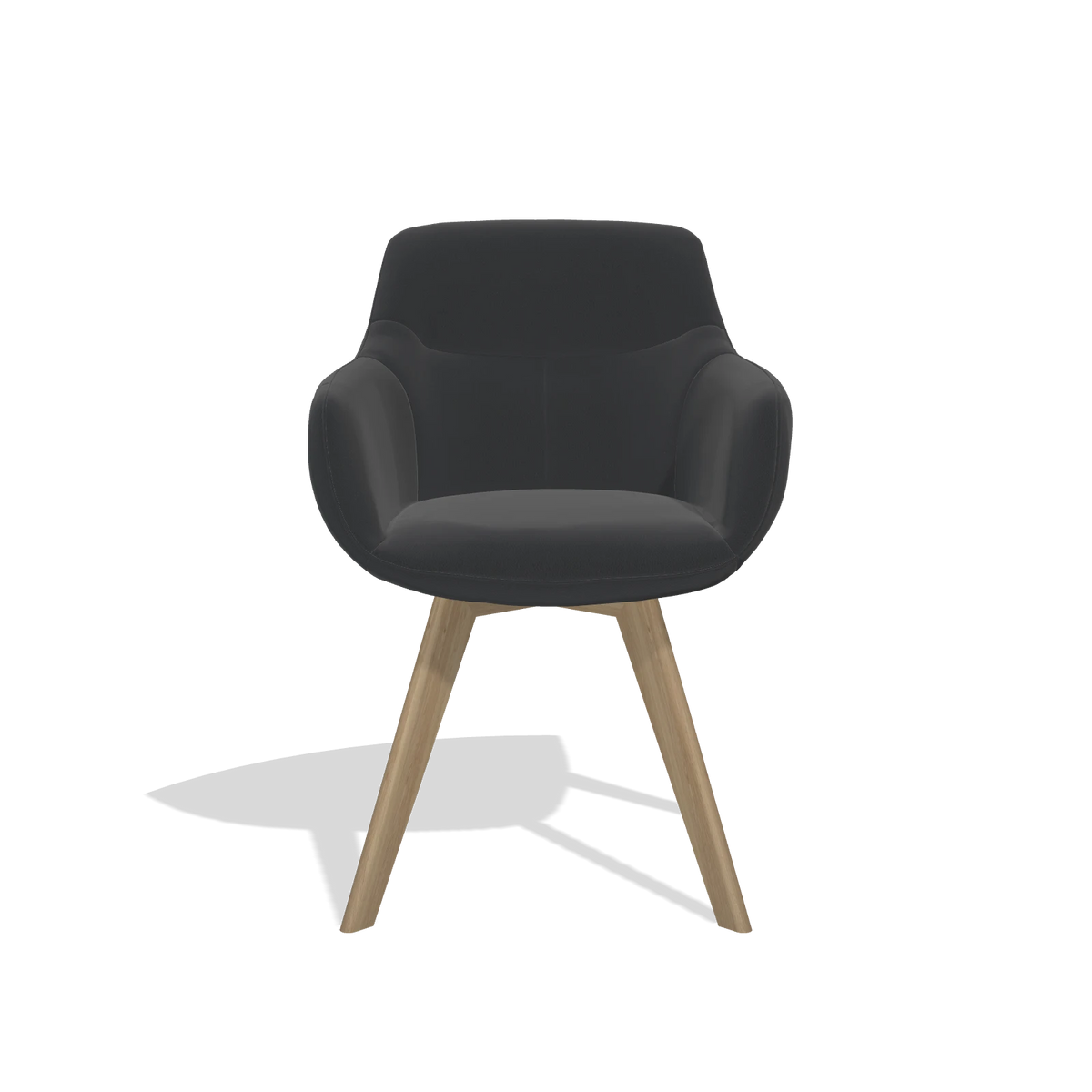 Sedia da pranzo Odille 6578 in Pelle B500 (nero), gambe in naturale, vista frontale