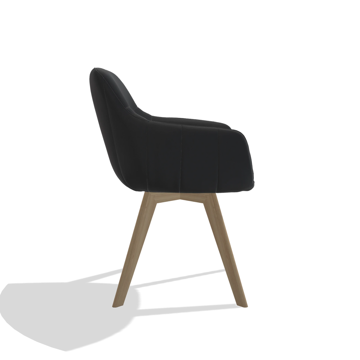 Sedia da pranzo Odille 6578 in Pelle B500 (nero), gambe in naturale, vista laterale