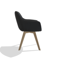Sedia da pranzo Odille 6578 in Pelle B500 (nero), gambe in naturale, vista laterale