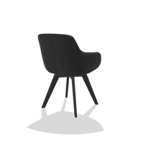 Sedia da pranzo Odille 6578 in Pelle B500 (nero), gambe in tabacco, vista posteriore angolata