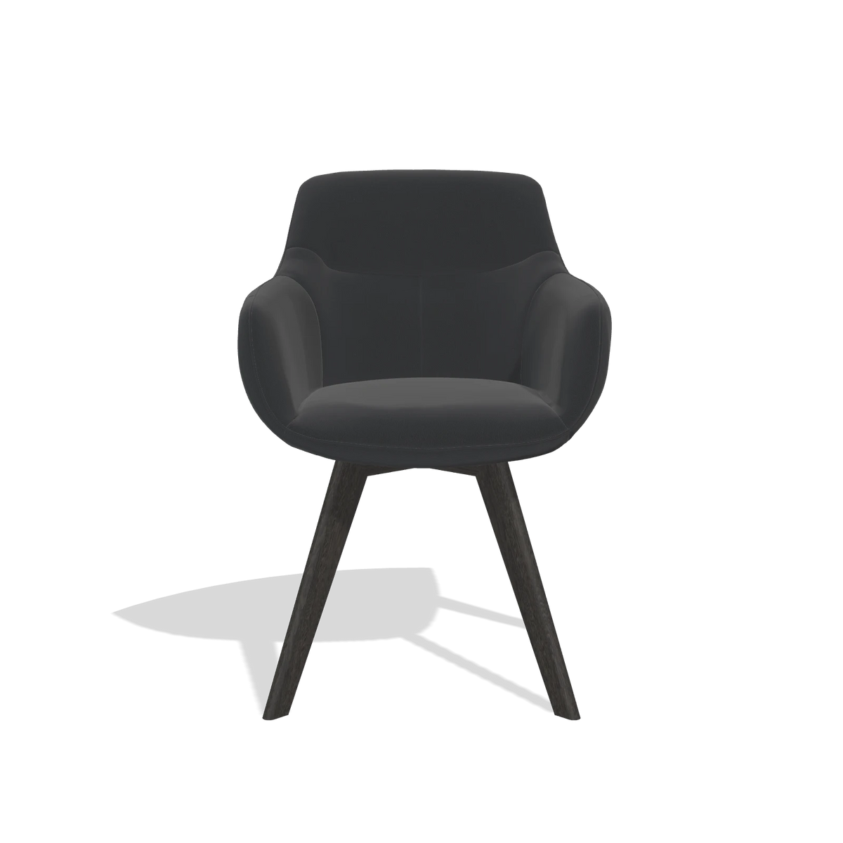Sedia da pranzo Odille 6578 in Pelle B500 (nero), gambe in tabacco, vista frontale