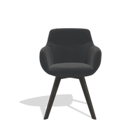 Sedia da pranzo Odille 6578 in Pelle B500 (nero), gambe in tabacco, vista frontale