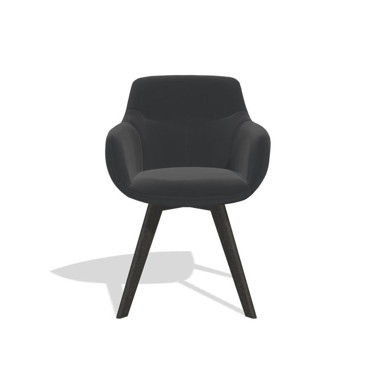 Sedia da pranzo Odille 6578 in Pelle B500 (nero), gambe in tabacco, vista frontale