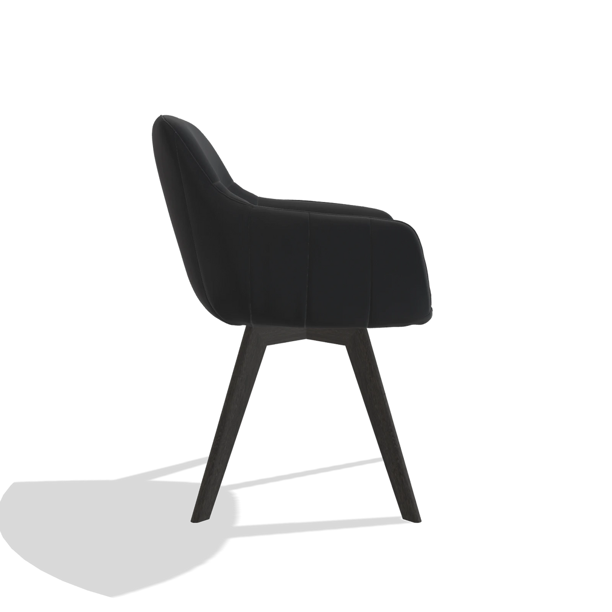 Sedia da pranzo Odille 6578 in Pelle B500 (nero), gambe in tabacco, vista laterale