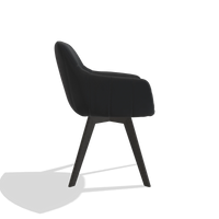 Sedia da pranzo Odille 6578 in Pelle B500 (nero), gambe in tabacco, vista laterale