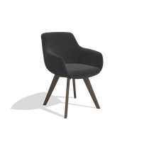 Sedia da pranzo Odille 6578 in Pelle B500 (nero), gambe in noce, vista angolata