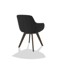 Sedia da pranzo Odille 6578 in Pelle B500 (nero), gambe in noce, vista posteriore angolata