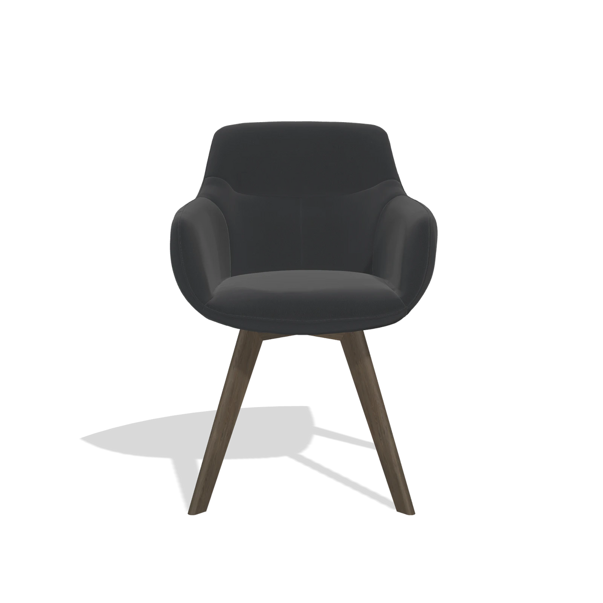 Sedia da pranzo Odille 6578 in Pelle B500 (nero), gambe in noce, vista frontale