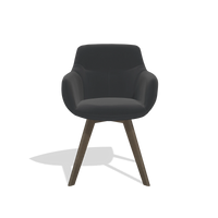 Sedia da pranzo Odille 6578 in Pelle B500 (nero), gambe in noce, vista frontale