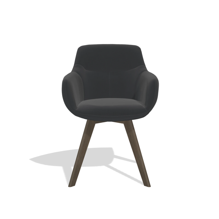 Sedia da pranzo Odille 6578 in Pelle B500 (nero), gambe in noce, vista frontale