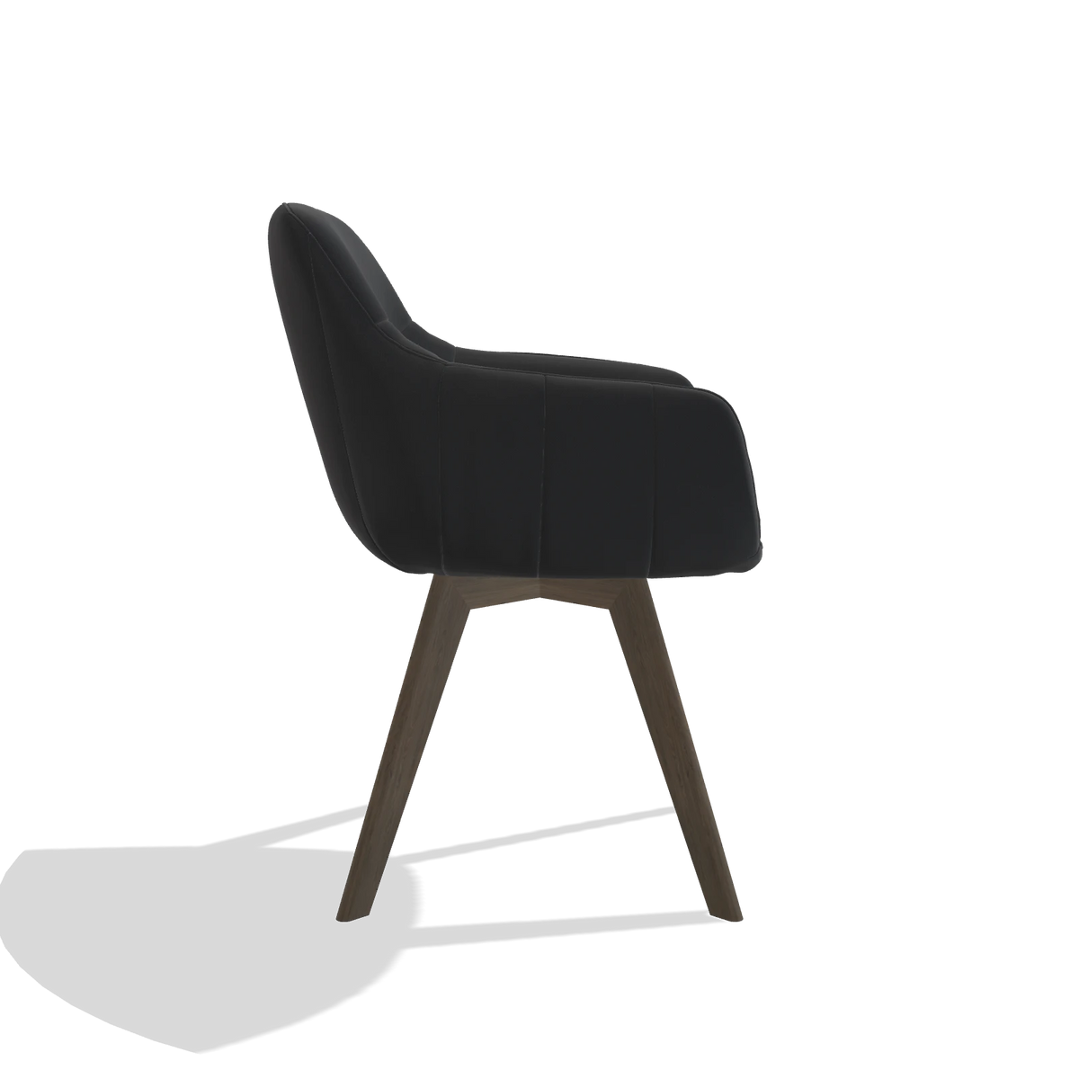 Sedia da pranzo Odille 6578 in Pelle B500 (nero), gambe in noce, vista laterale