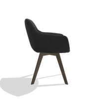 Sedia da pranzo Odille 6578 in Pelle B500 (nero), gambe in noce, vista laterale