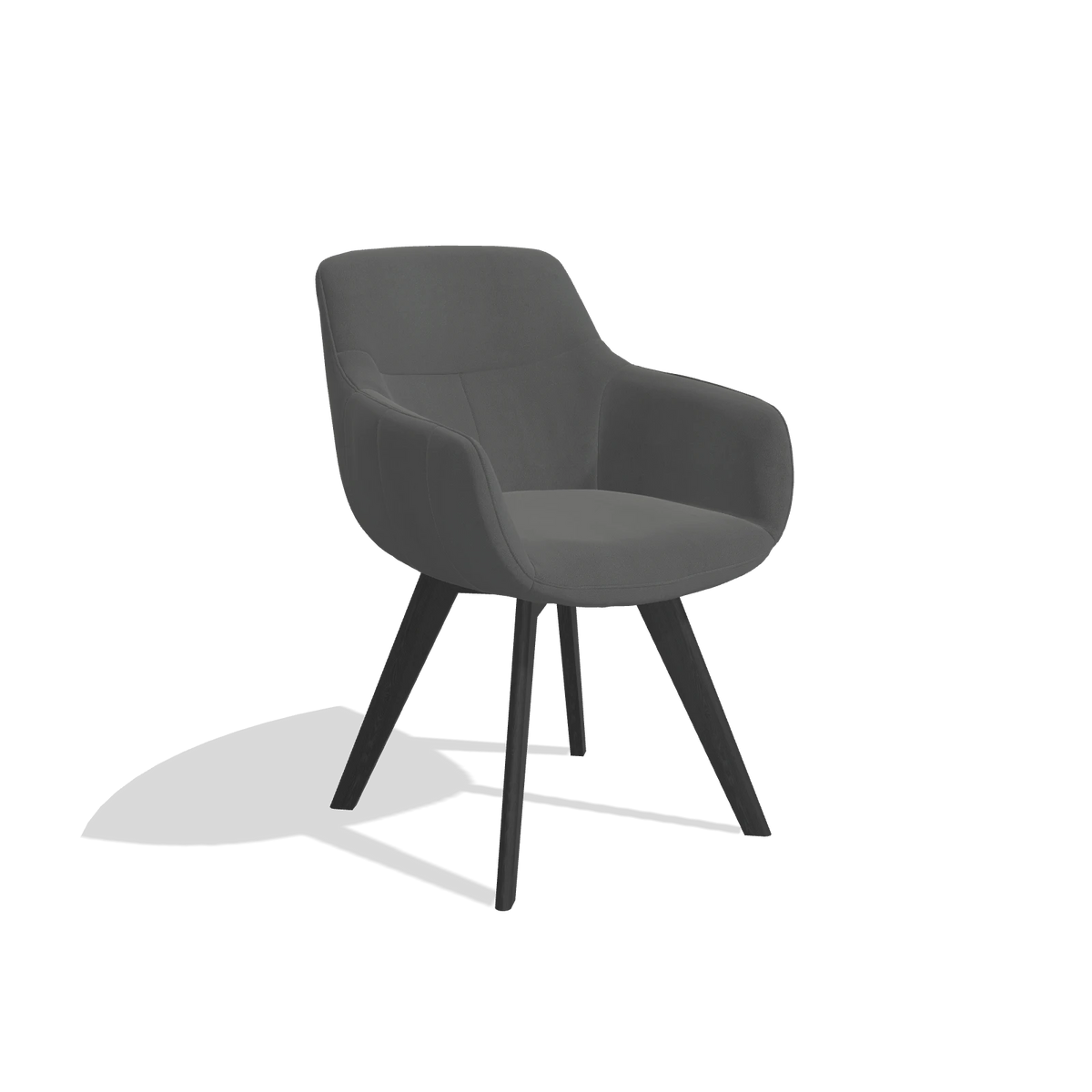 Esszimmerstuhl Odille 6578 in Leder B502 (Dunkelgrau), Beine in Schwarz, Schrägansicht