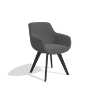 Esszimmerstuhl Odille 6578 in Leder B502 (Dunkelgrau), Beine in Schwarz, Schrägansicht