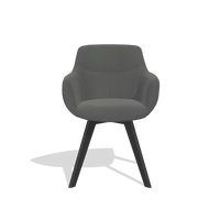 Esszimmerstuhl Odille 6578 in Leder B502 (Dunkelgrau), Beine in Schwarz, Vorderansicht